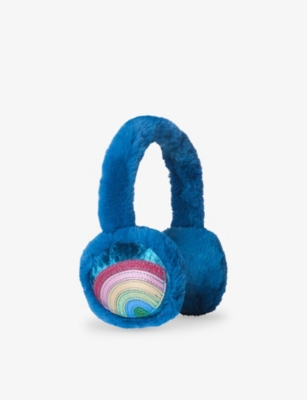 Mimi & Lula Kids' Teal Multi Rainbow Earmuffs In Blue