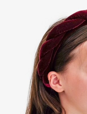 Mimi & Lula Burgundy Oversize Twist Alice Velvet Headband In Burgundy