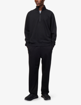 Lululemon Mens Black Steady State Half-zip Cotton-blend Sweatshirt In Black