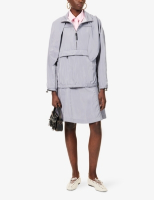 Sandy Liang Womens Grey Siena Hooded Woven Track Jacket In Gray