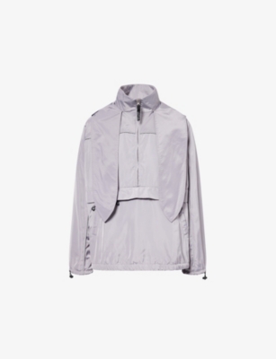 Sandy Liang Womens Grey Siena Hooded Woven Track Jacket In Gray