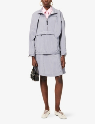 Sandy Liang Womens Grey Constance Flared Woven Mini Skirt In Gray