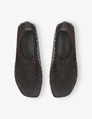 Christopher Esber Womens Dark Brown Minette Mesh Ballet Flats Eur 39 / 6 Uk In Multi