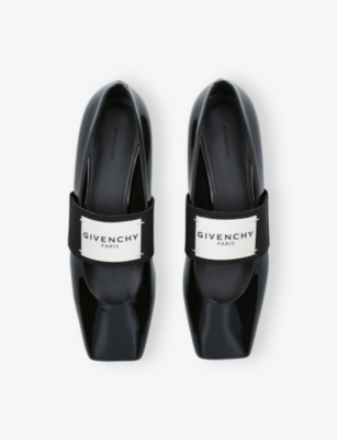 Givenchy Womens Logo-embroidered Leather Ballet Flats Black Eur 39 / 6 Uk In Black