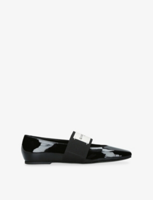 Givenchy Womens Logo-embroidered Leather Ballet Flats Black Eur 39 / 6 Uk In Black