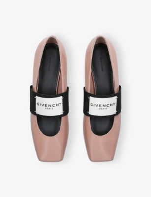 Givenchy Sliced Square Label Patent Leather Ballerina Flats In Pink