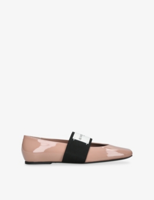 Givenchy Sliced Square Label Patent Leather Ballerina Flats In Pink