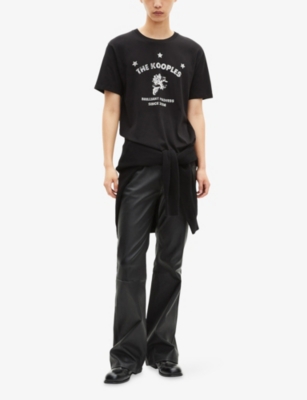 The Kooples Mens Black Branded-print Short-sleeved Cotton-jersey T-shirt Xl In Black