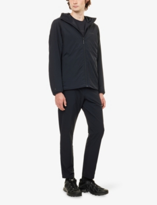 Salomon Mens Deep Black Wayfarer Everyday Logo-print Stretch Woven Trousers In Black