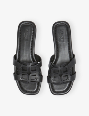 Lk Bennett Womens Bla-black Casper Leather Sandals Eur 41 / 8 Uk In Black