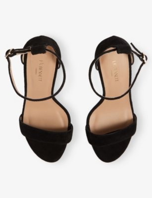 Lk Bennett Womens Bla-black Helena Heeled Suede Sandals Eur 41 / 8 Uk In Black