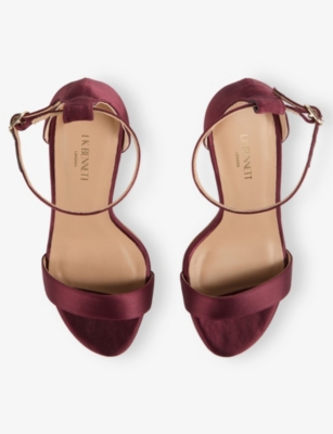 Lk Bennett Womens Red-burgundy Helena Satin Heeled Sandals Eur 37 / 4 Uk In Brown