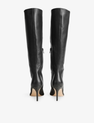 Lk Bennett Womens Astrid Leather Knee-high Boots Bla-black Eur 38/5 Uk In Black