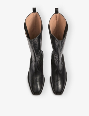Lk Bennett Womens  Zara Leather Flat Knee-high Boots In Black
