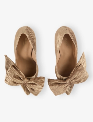 Lk Bennett Womens Gol-gold Vivi Bow Heeled Woven Courts Eur 39 / 6 Uk In Multi