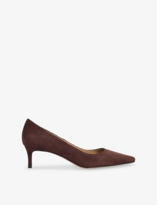 Lk Bennett Womens Bro-chocolate Ava Kitten-heel Suede Courts Eur 37 / 4 Uk In Brown
