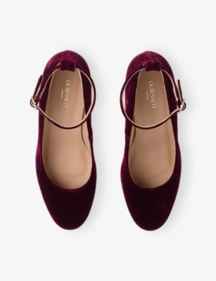 Lk Bennett Womens Red-burgundy Lorena Heeled Velvet Pumps Eur 36 / 3 Uk In Brown