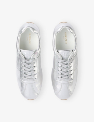 Lk Bennett Womens Met-silver Spring Leather Trainers Eur 37 / 4 Uk In Silver
