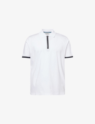 SANDBANKS: Quarter-Zip Short-Sleeve Cotton Polo Shirt
