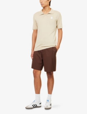 SANDBANKS: Revere-Collar Logo-Patch Cotton-Blend Knitted Polo Shirt