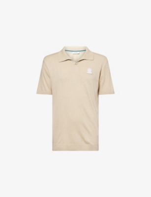 SANDBANKS: Revere-Collar Logo-Patch Cotton-Blend Knitted Polo Shirt