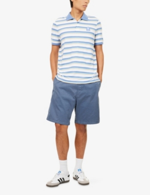 SANDBANKS: Logo-Patch Stripe Knitted Polo Shirt