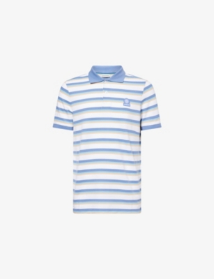 SANDBANKS: Logo-Patch Stripe Knitted Polo Shirt