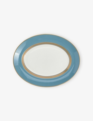 Wedgwood Helia Oval China Platter 35cm In Blue