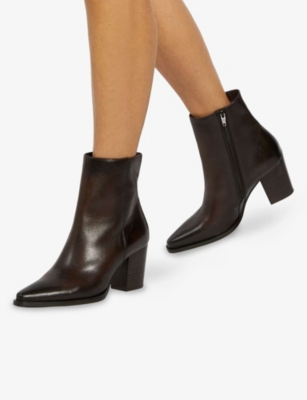 DUNE: Paxten Leather Heeled Ankle Boots