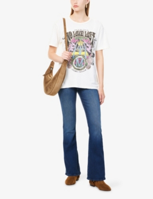 Mother Womens Taking Chances The Weekender Flared Denim-blend Jeans In Blue