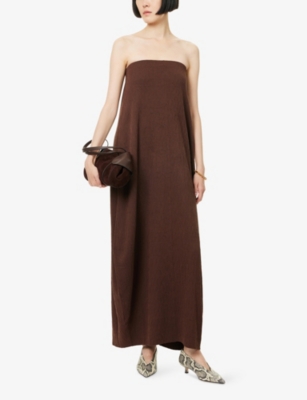 Dissh Womens Choc  Alias Strapless Stretch-woven Midi Dress In Brown