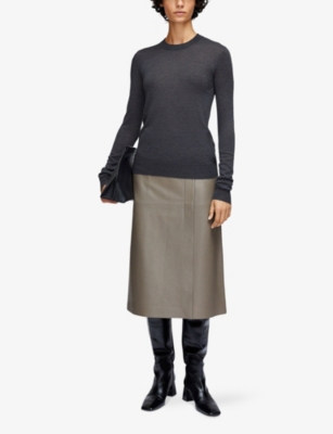 Joseph Womens Smoke Cashair Round-neck Cashmere Jumper Xs In Gray