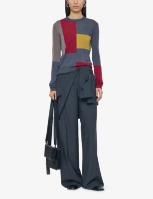 Joseph Womens Smoke Combo Cashair Overlay Cashmere Jumper In Multi