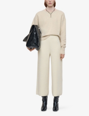Joseph Womens Affogato Wide-leg Cropped Wool-blend Culottes In Neutral