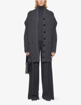 Joseph Womens Smoke Ribbed Wool, Cashmere And Silk Scarf In Gray