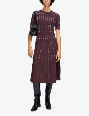 JOSEPH: Fragmented Stripe Short-Sleeve Stretch-Knit Midi Dress