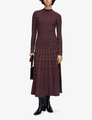 JOSEPH: Fragmented Stripe Mock-Neck Stretch-Knit Top