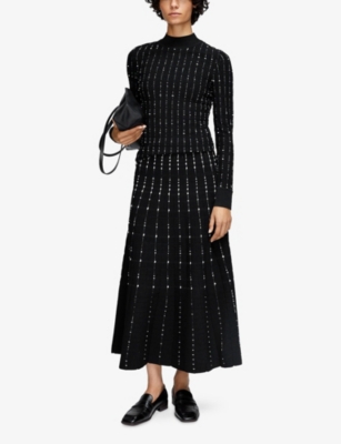 JOSEPH: Fragmented Stripe Mock-Neck Stretch-Knit Top