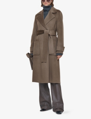 Joseph Womens Mushroom Arline Double-face Wool And Cashmere-blend Coat In Brown