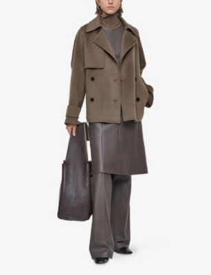 Joseph Womens Mushroom Marne Double-face Wool And Cashmere-blend Coat In Multi