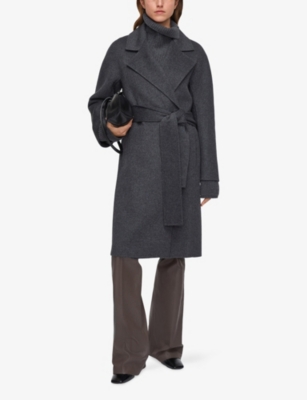 Joseph Womens Costa Double-faced Wool And Cashmere-blend Coat Smoke In Gray