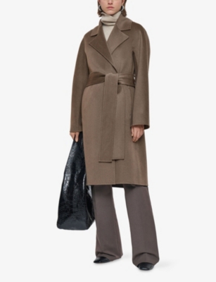 Joseph Womens Mushroom Costa Double-faced Wool And Cashmere-blend Coat In Brown