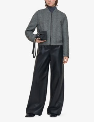 Joseph Womens Ivory/smoke Gustave Double-face Wool Bomber Jacket In Gray