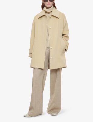 Joseph Womens Affogato Loti Single-breasted Wool And Cashmere-blend Coat In Neutral