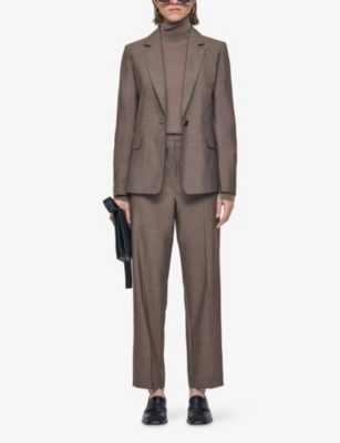 Joseph Womens Mushroom Marty Single-breasted Wool Blazer In Brown