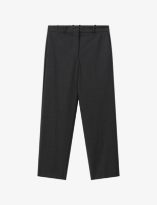 Joseph Womens Smoke Trina Straight-leg Wool Trousers In Black