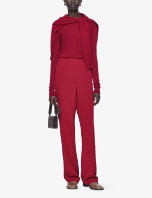 Joseph Sahel Crepe De Chine Silk Trousers In Red