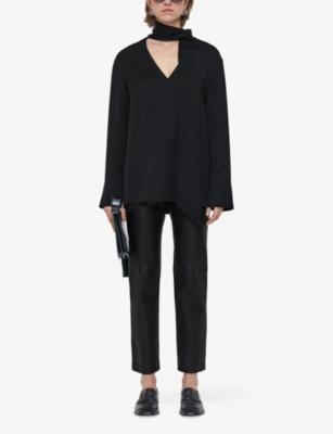 Joseph Womens Black Adele Light Crepe Woven Blouse In Black