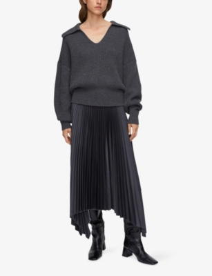 JOSEPH: Ade Pleated High-Rise Woven Midi Skirt