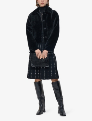 Joseph Womens Black Alloway Reversible Leather And Shearling Jacket In Black